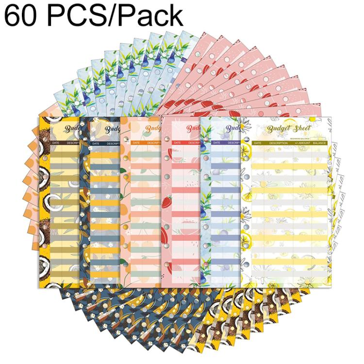 60 Sheets Cash Budget Card Loose-leaf Bookkeeping Replacement Core