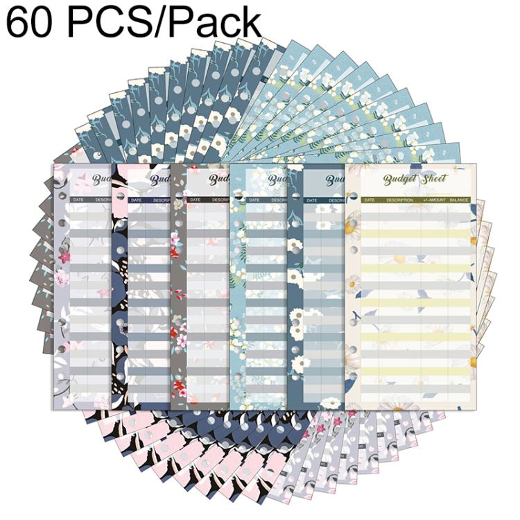 60 Sheets Cash Budget Card Loose-leaf Bookkeeping Replacement Core