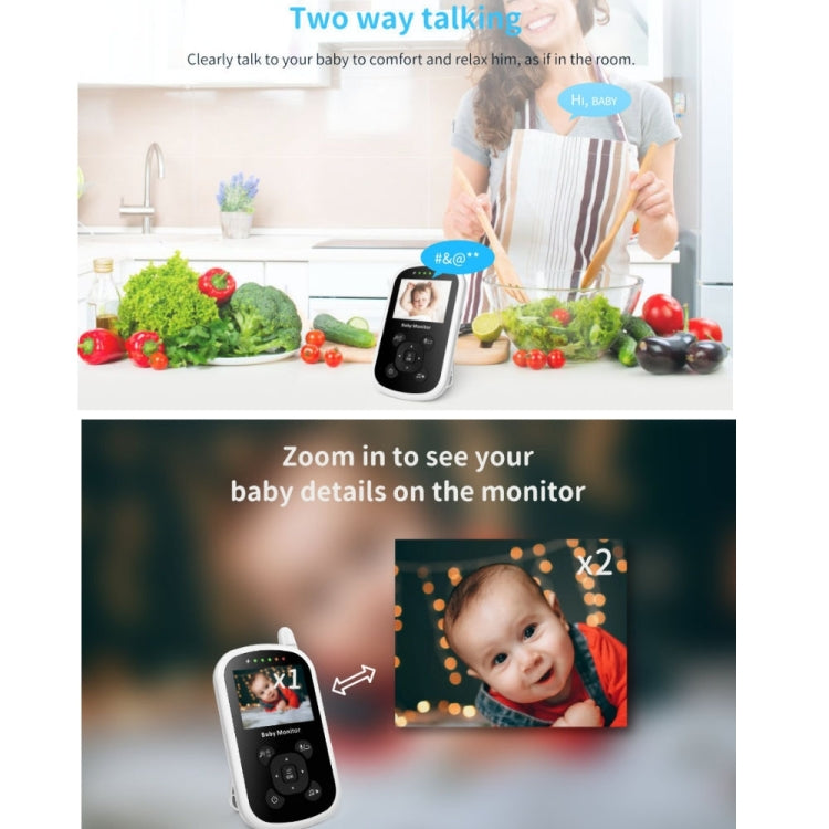 UU24 2.4 Inch Wireless Baby Monitor Camera Temperature Monitor 2 Way Audio VOX Lullaby US Plug