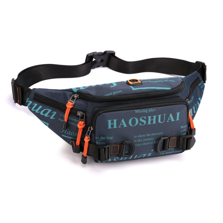 HAOSHUAI 5135 Outdoor Men Waist Bag Waterproof Nylon Cloth Men Bag, 5135 Dark Blue, 5135 Black