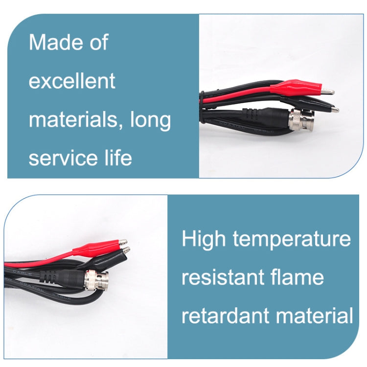 2pcs BNC To 2 x Crocodile Clips Double Head Coaxial Cable Video Cable, Length: 2m