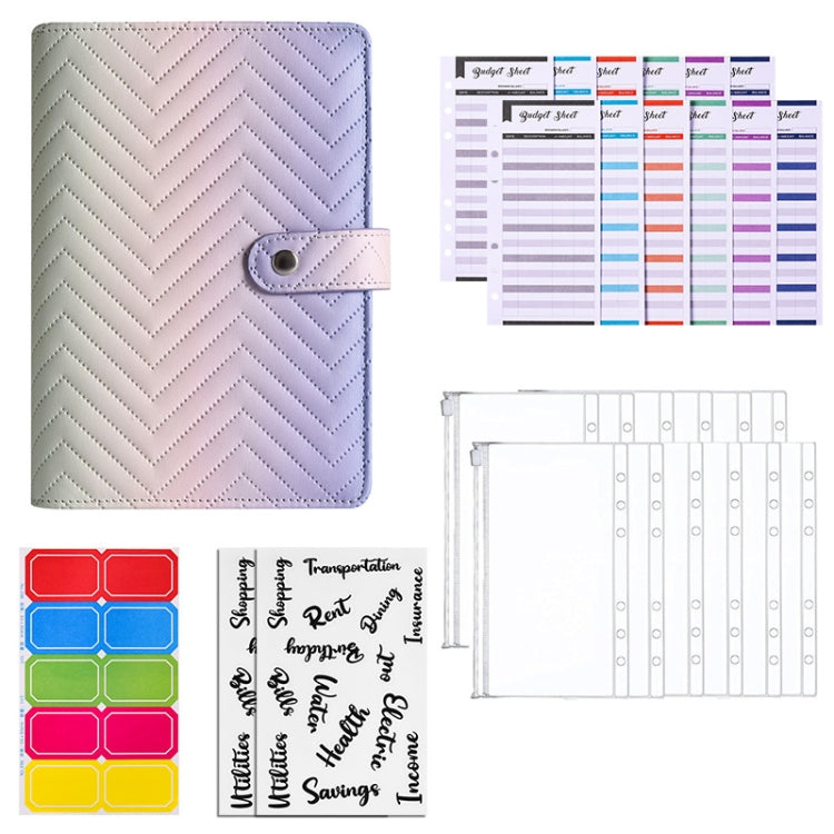 A6 PU Macaron Gradient Color Loose-leaf Notepad Notebook Budget Book, Gradient Purple, Gradient Pink, Gradient Black