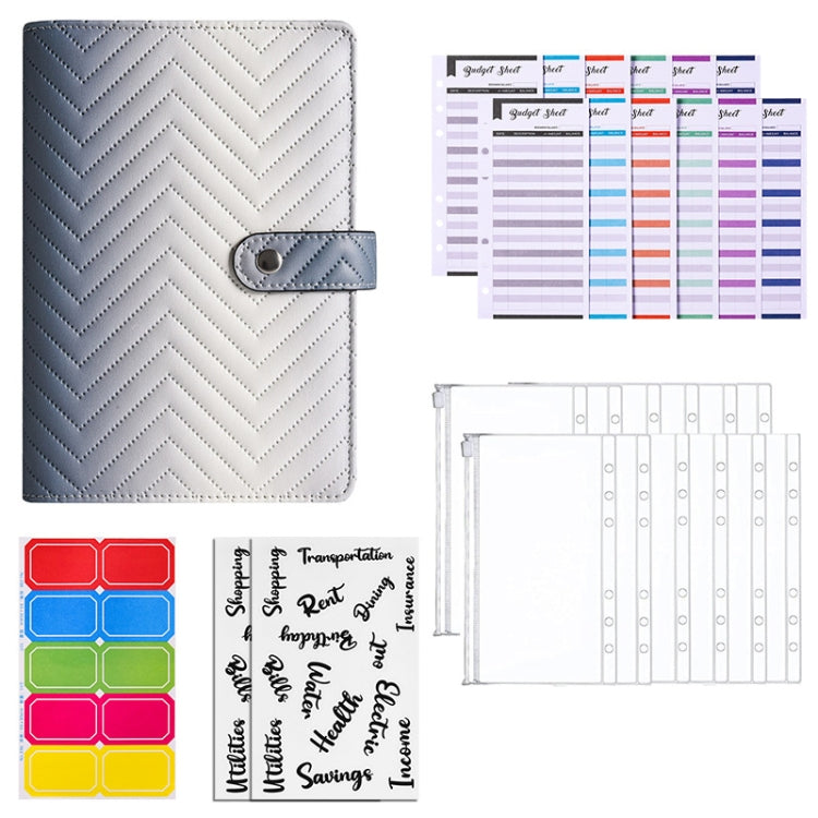 A6 PU Macaron Gradient Color Loose-leaf Notepad Notebook Budget Book, Gradient Purple, Gradient Pink, Gradient Black