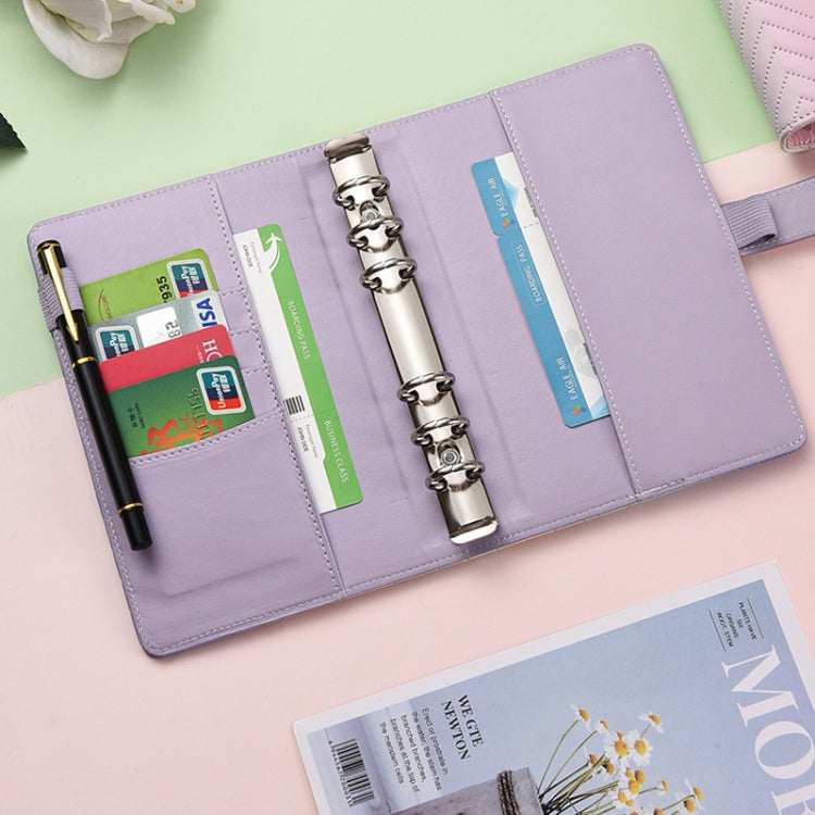 A6 PU Macaron Gradient Color Loose-leaf Notepad Notebook Budget Book, Gradient Purple, Gradient Pink, Gradient Black