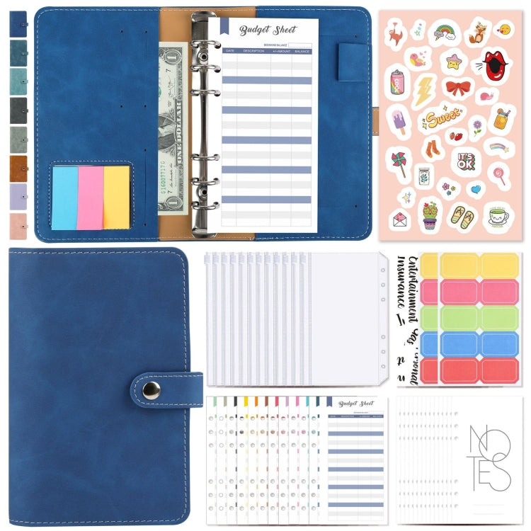 H666 A6 Loose-leaf Binder Cash Budget Handbook Vintage PU Leather Notebook with Window, H666 Light Gray, H666 Dark Gray, H666 Amber Brown, H666 Treasure Blue, H666 Denim Blue, H666 Retro Green, H666 Taro Purple, H666 Pink