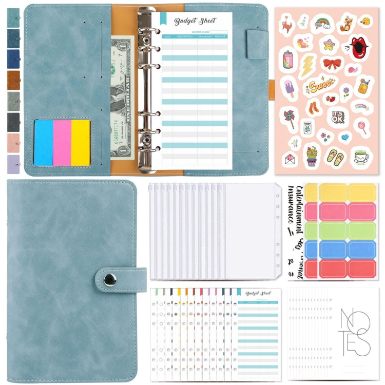 H666 A6 Loose-leaf Binder Cash Budget Handbook Vintage PU Leather Notebook with Window, H666 Light Gray, H666 Dark Gray, H666 Amber Brown, H666 Treasure Blue, H666 Denim Blue, H666 Retro Green, H666 Taro Purple, H666 Pink