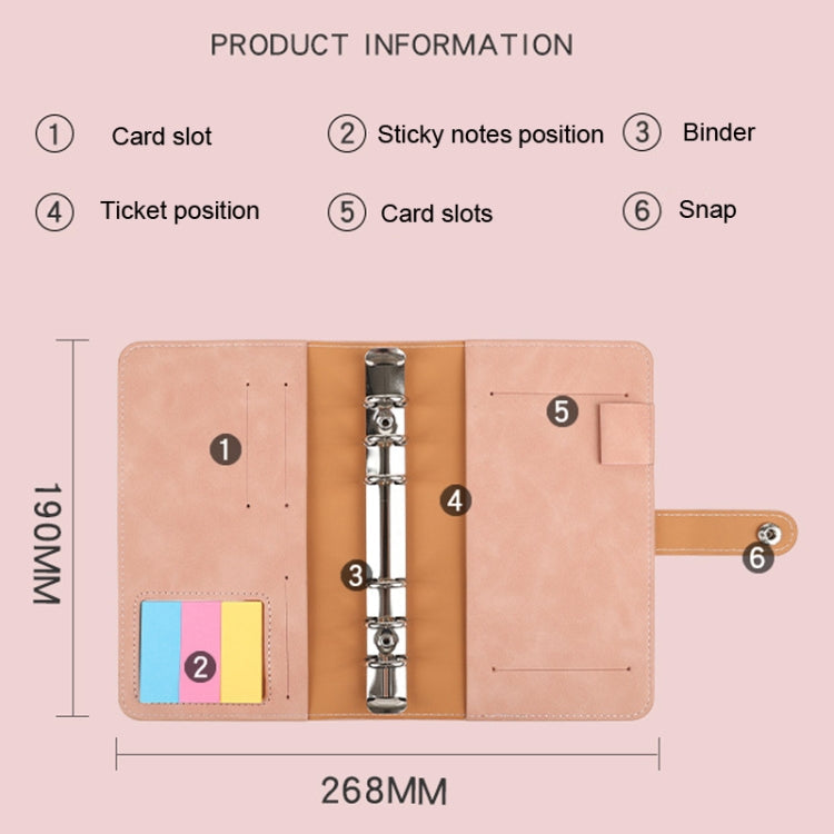 H666 A6 Loose-leaf Binder Cash Budget Handbook Vintage PU Leather Notebook with Window, H666 Light Gray, H666 Dark Gray, H666 Amber Brown, H666 Treasure Blue, H666 Denim Blue, H666 Retro Green, H666 Taro Purple, H666 Pink