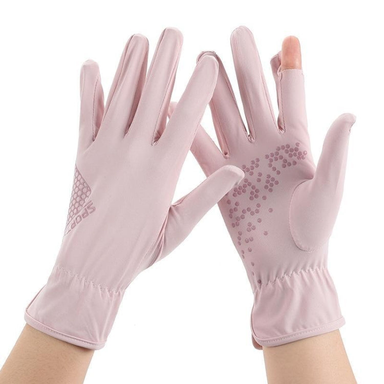 1pair Driving Sunscreen Anti-ultraviolet Thin Summer Ice Silk Dew Finger Non-slip Riding Gloves, Free Size
