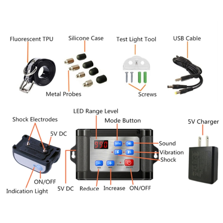 Outdoor Wireless Electronic Pet Fence Night Reflective Collar, Specification: One for Two(UK Plug)