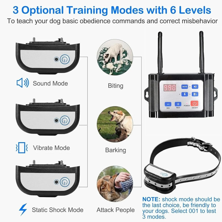 Outdoor Wireless Electronic Pet Fence Night Reflective Collar, Specification: One for  Three(AU Plug)