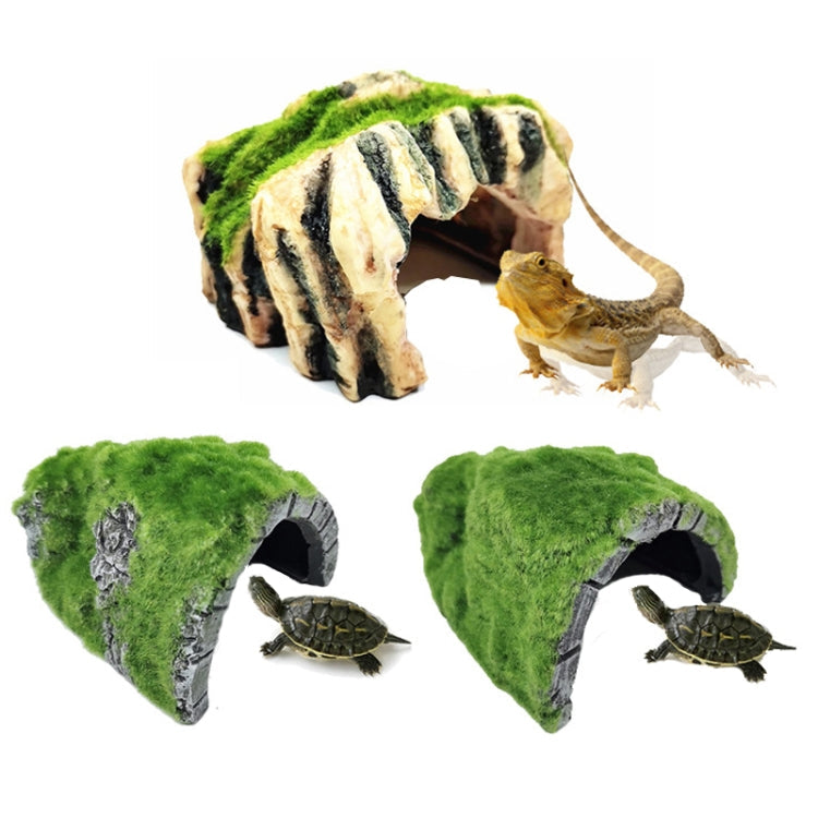 GT47 Flocked Caple Box Turtle Hiding Nest Moss Cave Turtle Cave Sunbed
