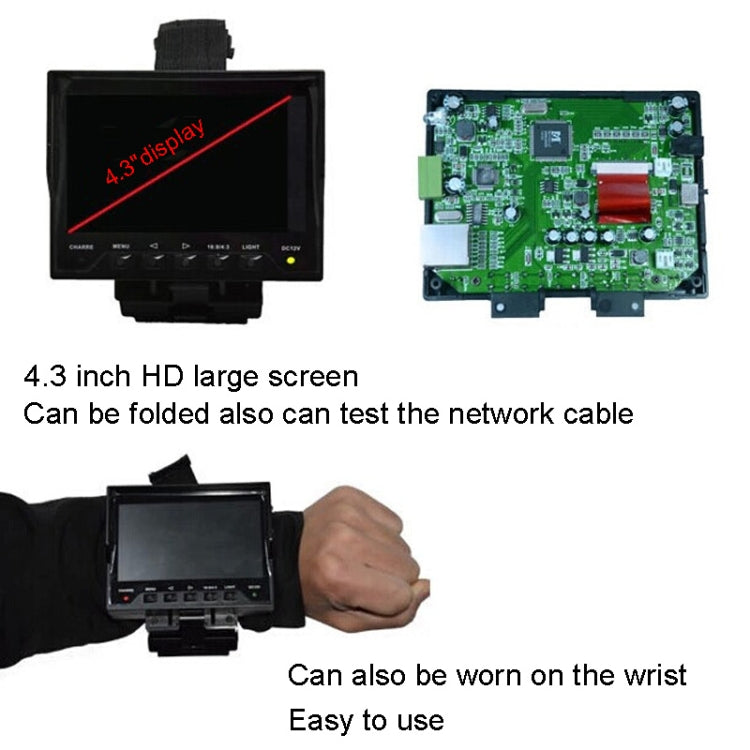JSK-4300B 4.3 inch Handheld 12V Output Network Cable Monitoring Tester(With UK Plug Power Adapter)