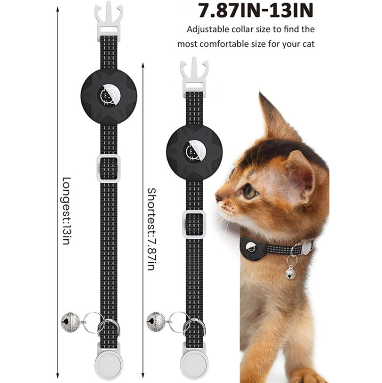 For AirTag Tracker Silicone Case Reflective Pet Cat Collar With Bell(Pink)