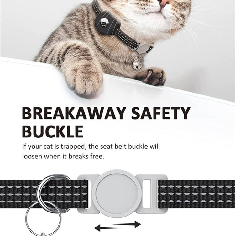 For AirTag Tracker Silicone Case Reflective Pet Cat Collar With Bell(Luminous Blue)