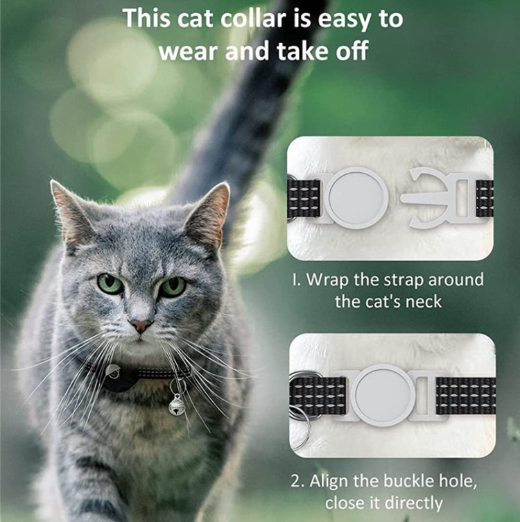 For AirTag Tracker Silicone Case Reflective Pet Cat Collar With Bell(Red)