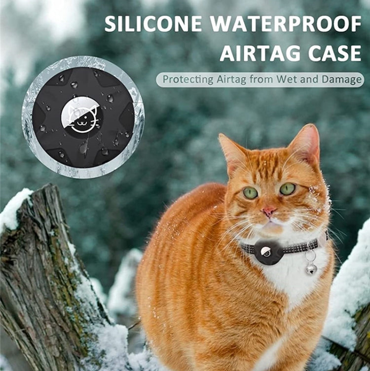 For AirTag Tracker Silicone Case Reflective Pet Cat Collar With Bell(Luminous Blue)