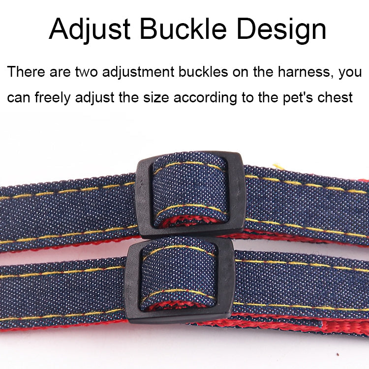 BG-Q1025 Leash+Chest Strap Thickened Strong Denim Pet Dog Leash Set, Size: S(Black)