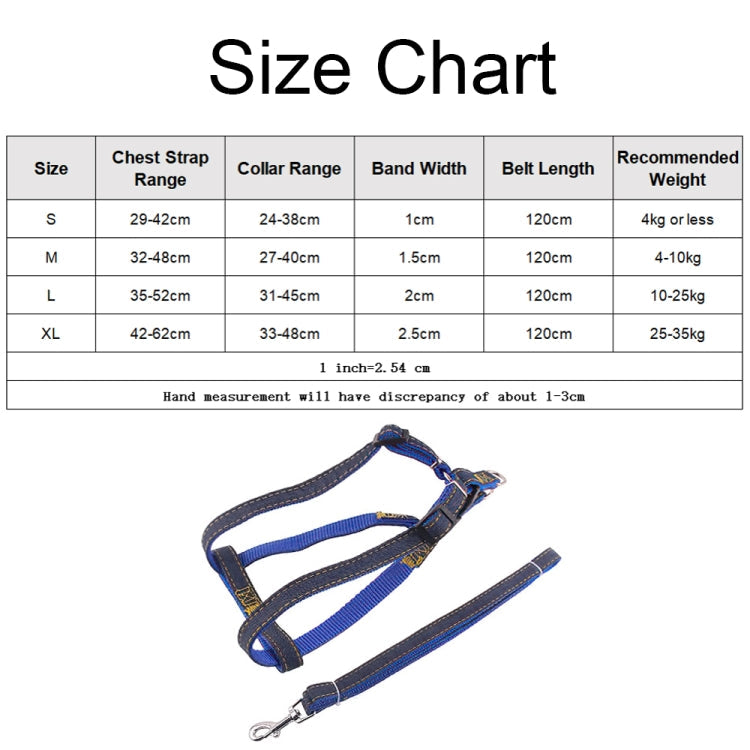 BG-Q1025 Leash+Chest Strap Thickened Strong Denim Pet Dog Leash Set, Size: XL(Black)