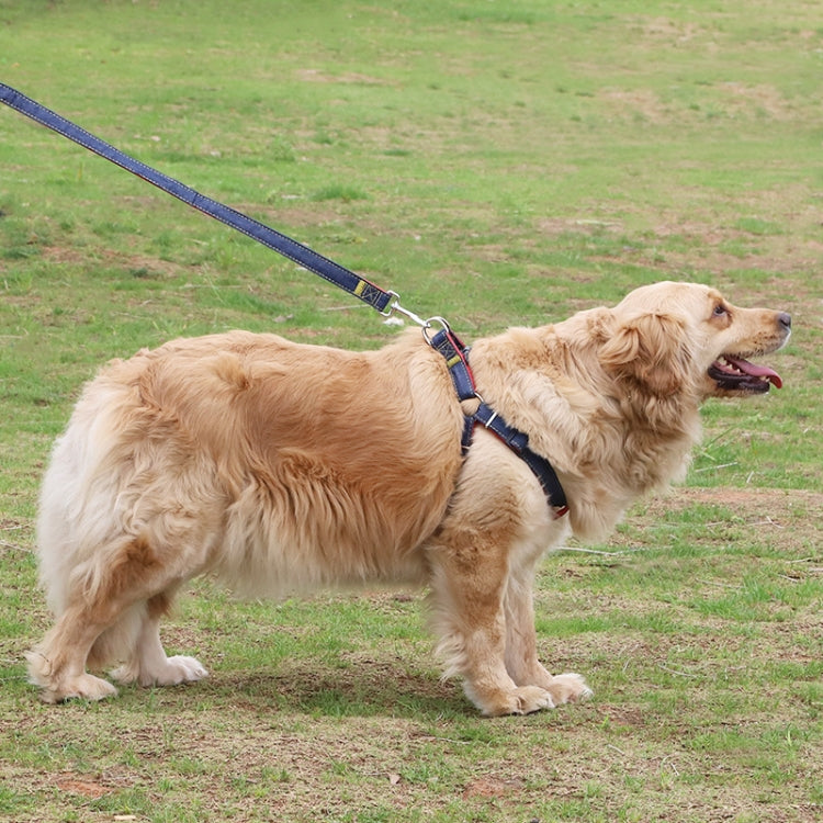 BG-Q1025 Leash+Chest Strap Thickened Strong Denim Pet Dog Leash Set, Size: XL(Red)