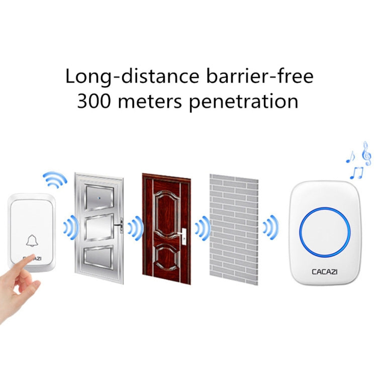 CACAZI A06-DC 1 to 2 Battery Smart Home Wireless Waterproof Doorbell(Black)