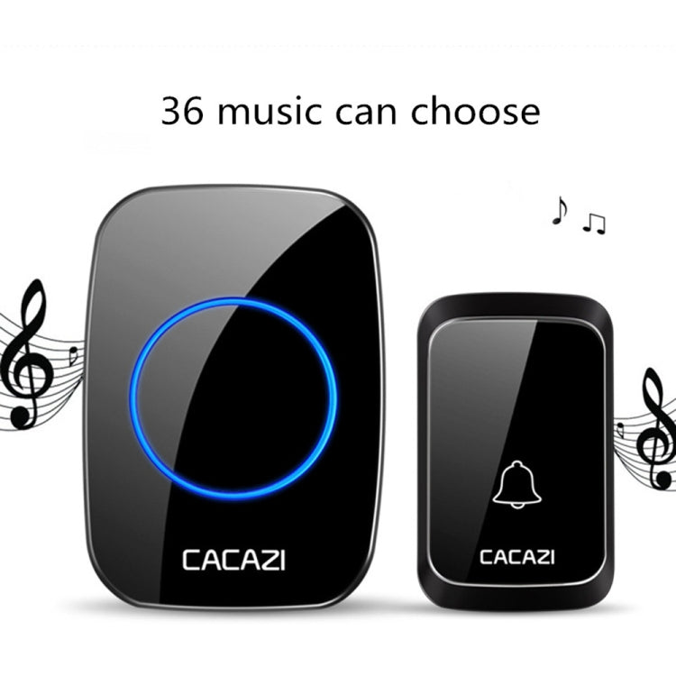 CACAZI A06-DC 1 to 2 Battery Smart Home Wireless Waterproof Doorbell(White)