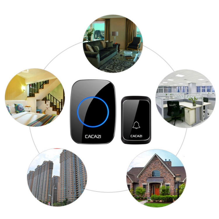 CACAZI A06-DC 1 To 1 Battery Type Smart Home Wireless Waterproof Music Doorbell(Black)