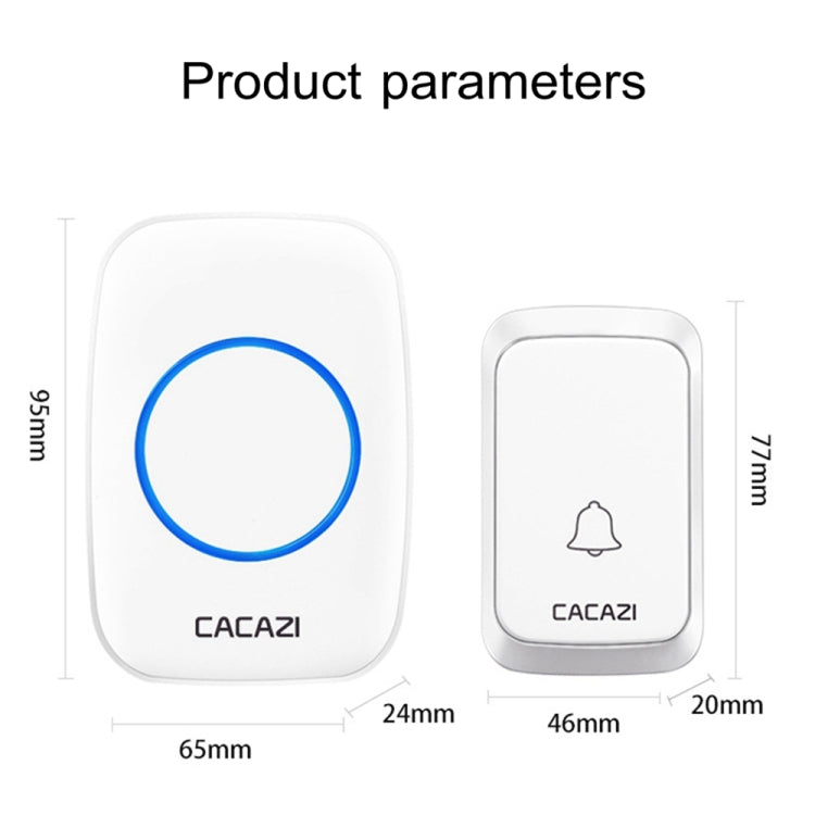 CACAZI A06-DC 1 To 1 Battery Type Smart Home Wireless Waterproof Music Doorbell(White)