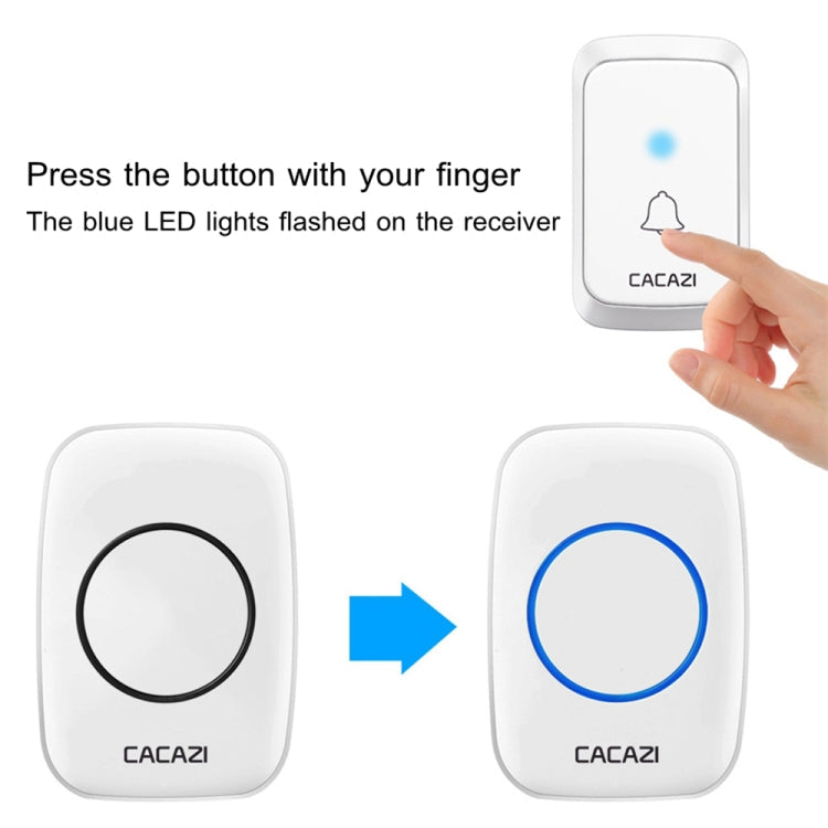 CACAZI A06-DC 1 To 1 Battery Type Smart Home Wireless Waterproof Music Doorbell(White)