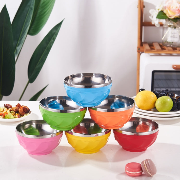 Double-Layer Stainless Steel Bowl With Lid Children Dinner Insulated Rice Bowl, 6pcs /Set 13cm, 6pcs /Set 15cm, 6pcs /Set 17cm
