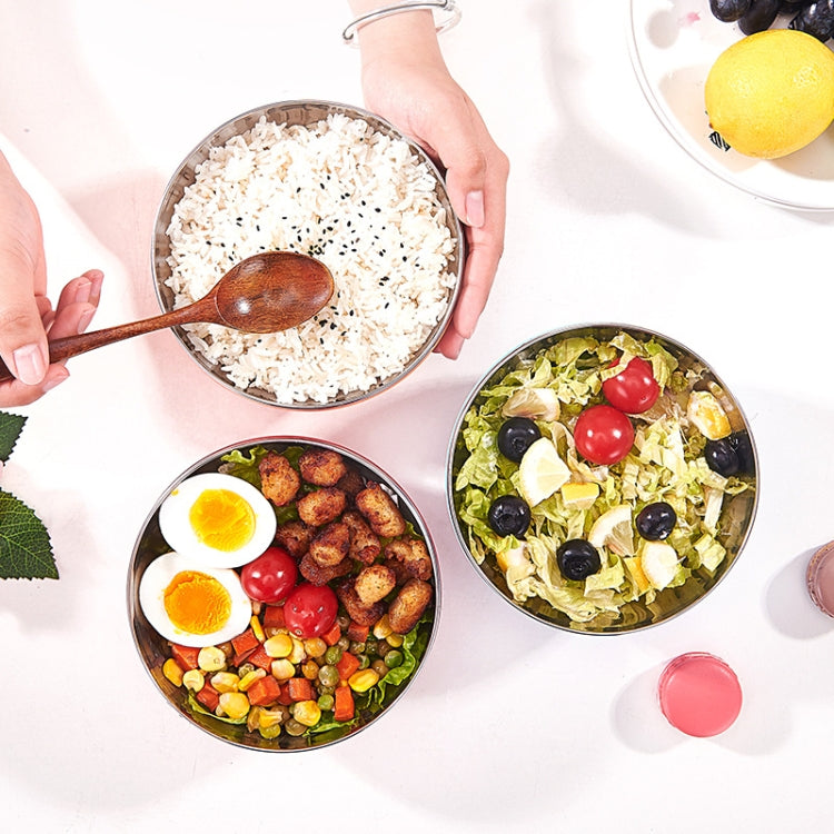 Double-Layer Stainless Steel Bowl With Lid Children Dinner Insulated Rice Bowl, 6pcs /Set 13cm, 6pcs /Set 15cm, 6pcs /Set 17cm