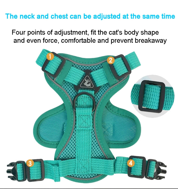 Pet Vest Harness + Traction Rope Set Reflective Breathable Dog Cat Harness, Size: XL(Gray)