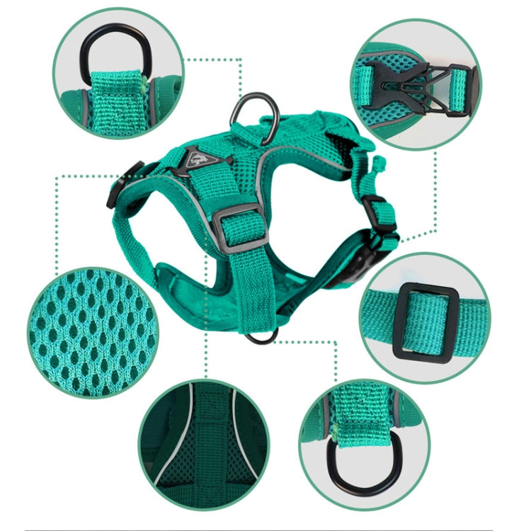 Pet Vest Harness + Traction Rope Set Reflective Breathable Dog Cat Harness, Size: L(Coffee)