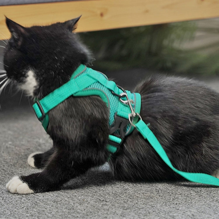 Pet Vest Harness + Traction Rope Set Reflective Breathable Dog Cat Harness, Size: XL(Pink)