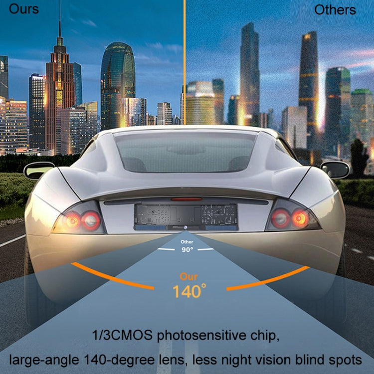 Solar Integrated License Plate Frame Vehicle Camera Wireless Reversing Display, RC03