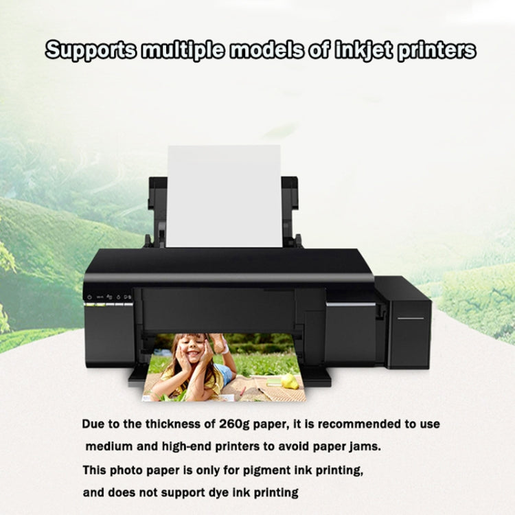 260g Waterproof RC Photo Paper for Brother/Epson/Lenovo/HP/Canon Inkjet Printers, 6 Inch 50 Sheets, 5 -inch 50 Sheets, 7 -inch 50 Sheets, A5 50 Sheets, A4 20 Sheets, A3 20 Sheets, A3+ 20 Sheets