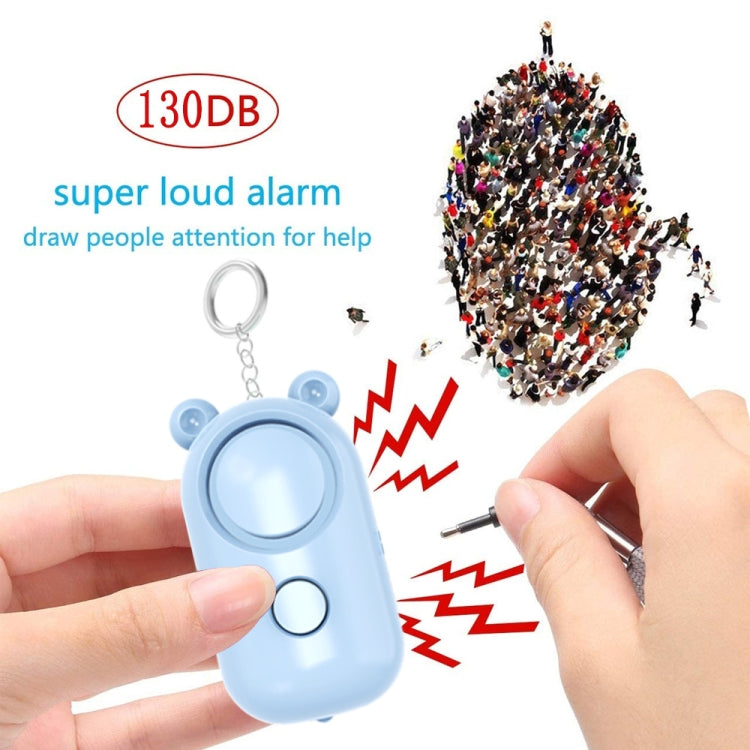 130dB LED Personal Alarm Pull Ring Outdoor Self-defense Products, Specification: Bear Style (Light Blue)