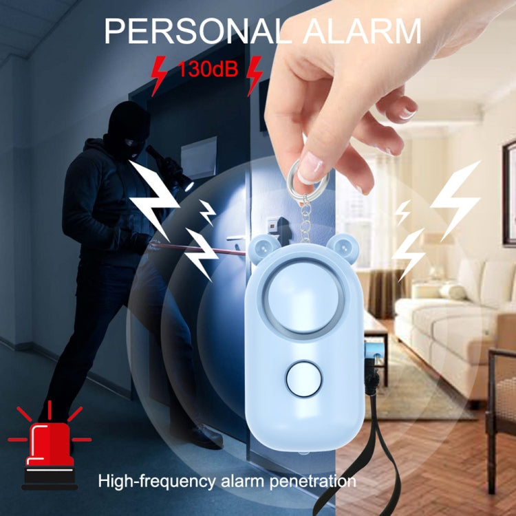 130dB LED Personal Alarm Pull Ring Outdoor Self-defense Products, Specification: Bear Style (Light Blue)
