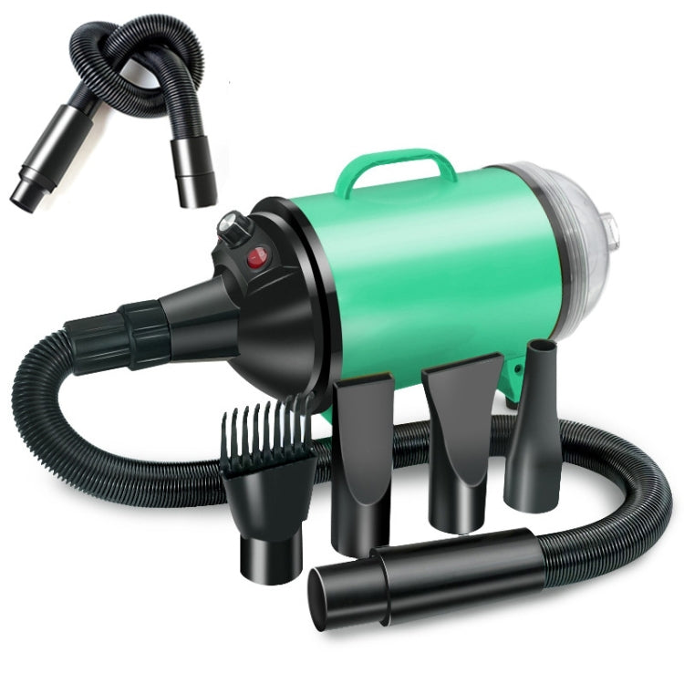 2100W Dog Dryer Stepless Speed Pet Hair Blaster With Vacuum Cleaner 220V UK Plug(Black Green)