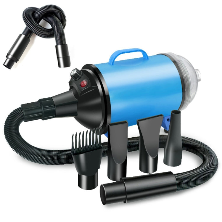 2100W Dog Dryer Stepless Speed Pet Hair Blaster With Vacuum Cleaner 220V UK Plug(Black Blue)
