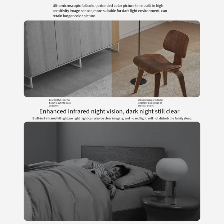 Original Xiaomi Mijia Smart Camera 3 PTZ Version 3K AI Detection Baby Monitor 5MP 360 Degree View Webcam Day & Night Work Infrared Night Vision, With US Plug Adapter(White)