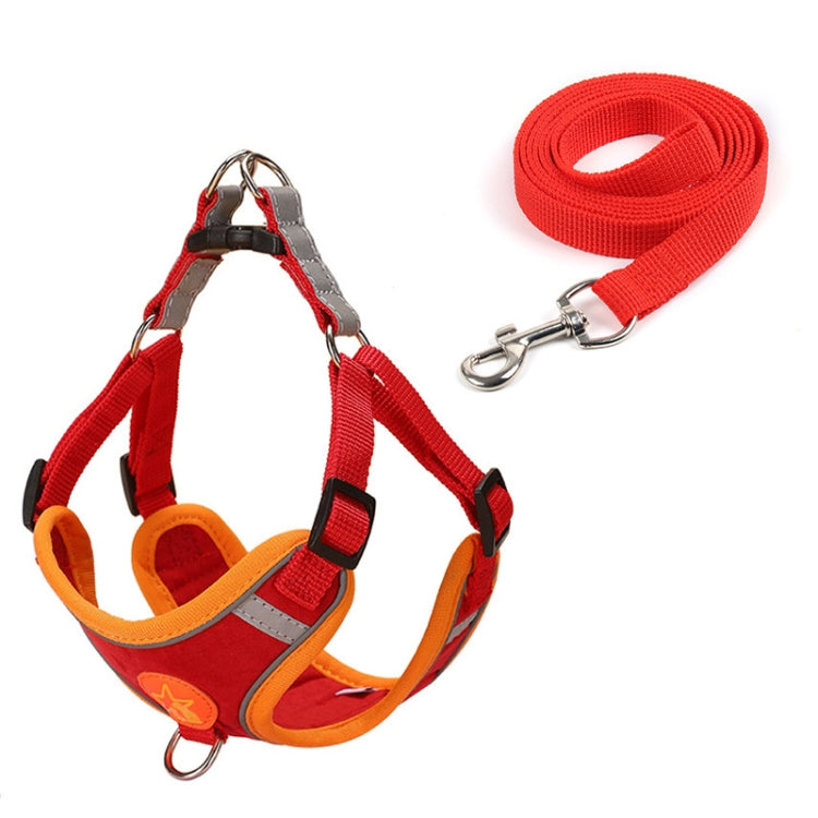 Pet Dog Harness Reflective Anti-break-off Vest-style Leash, Color: Suede Classic Red(XL)