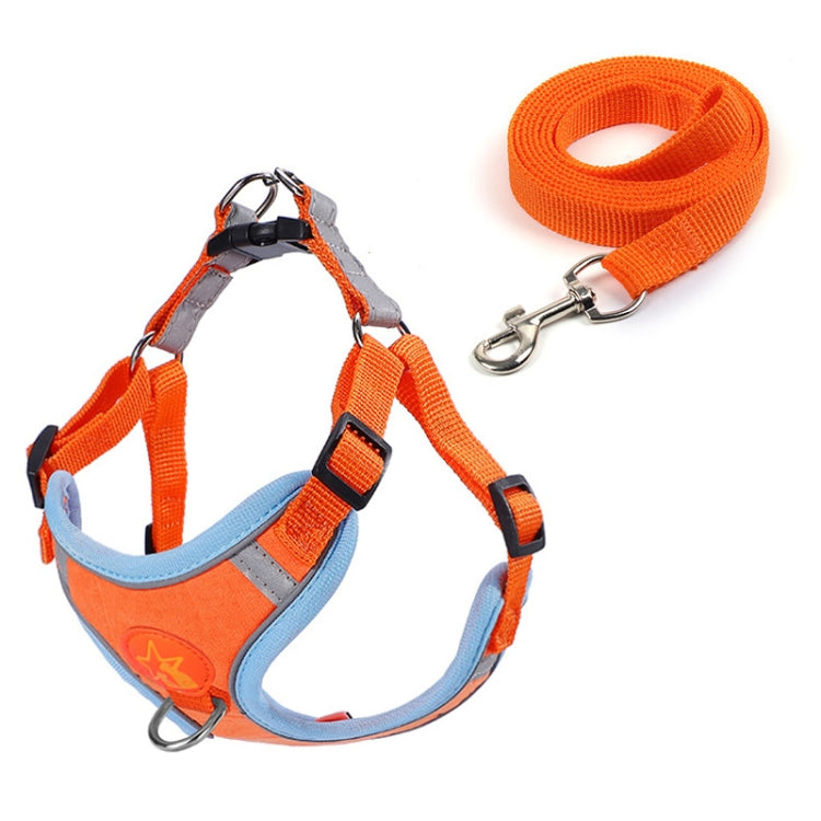 Pet Dog Harness Reflective Anti-break-off Vest-style Leash, Color: Suede Orange(M)