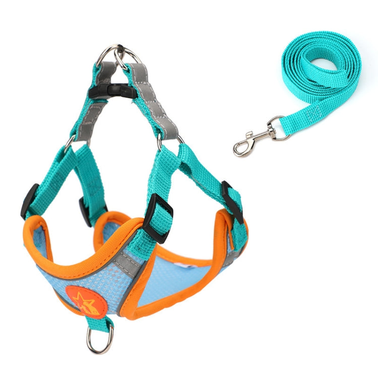 Pet Dog Harness Reflective Anti-break-off Vest-style Leash, Color: Mesh Cyan(XS)