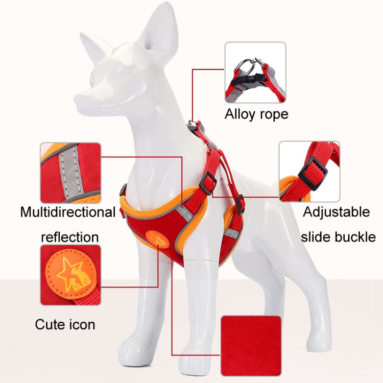 Pet Dog Harness Reflective Anti-break-off Vest-style Leash, Color: Suede Cyan(M)