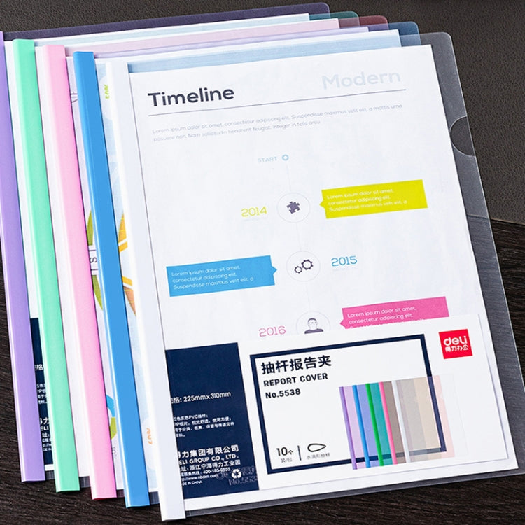 10pcs Deli 5538 File Folder Insert A4 File Drawer Folder Transparent Cover