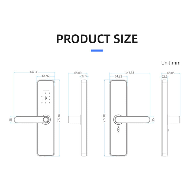C91 Tuya Smart WiFi Password Fingerprint Electronic Door Lock(Silver)
