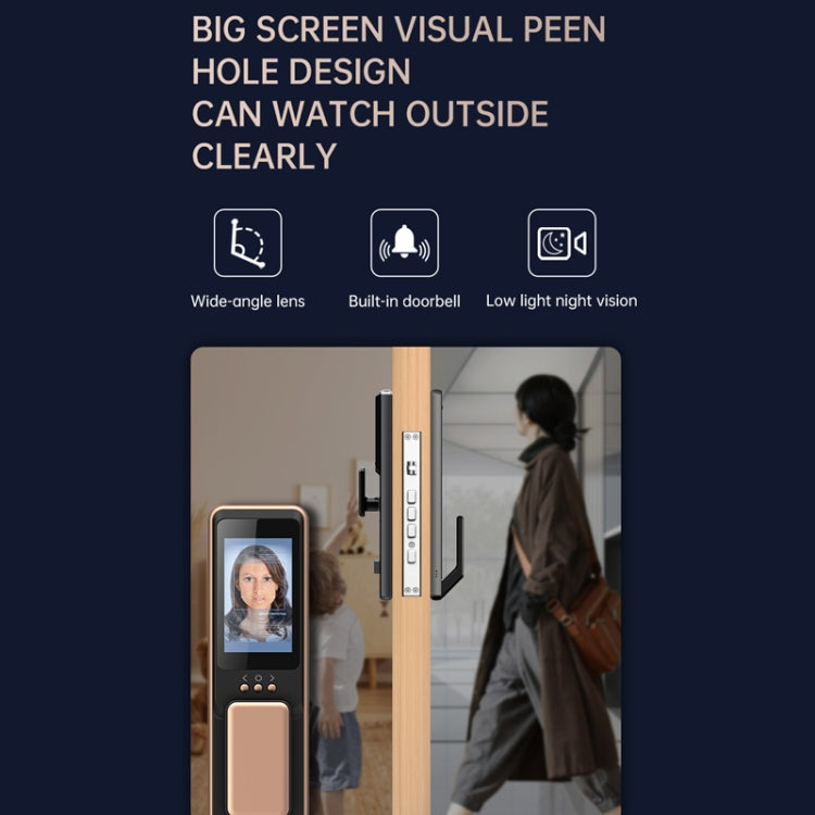 S61 Fully Automatic 3D Face Recognition Tuya Wifi Smart Fingerprint Lock Anti-theft Password Lock(Rose Gold)