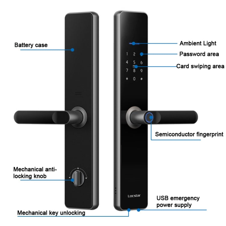 Wifi Fingerprint Lock Home Security Door Password Lock Supports APP Remote Unlocking(Rose Gold)