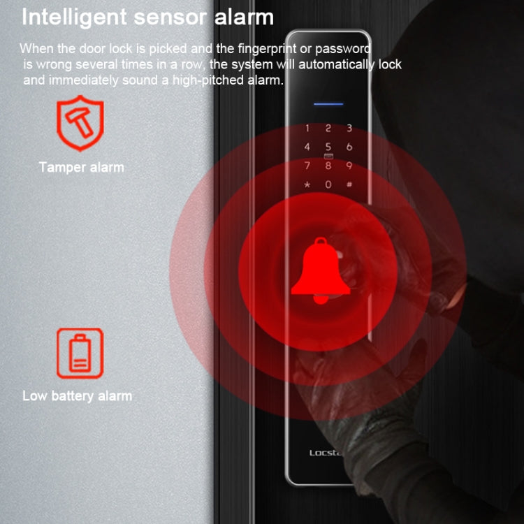 Wifi Fingerprint Lock Home Security Door Password Lock Supports APP Remote Unlocking(Space Gray)