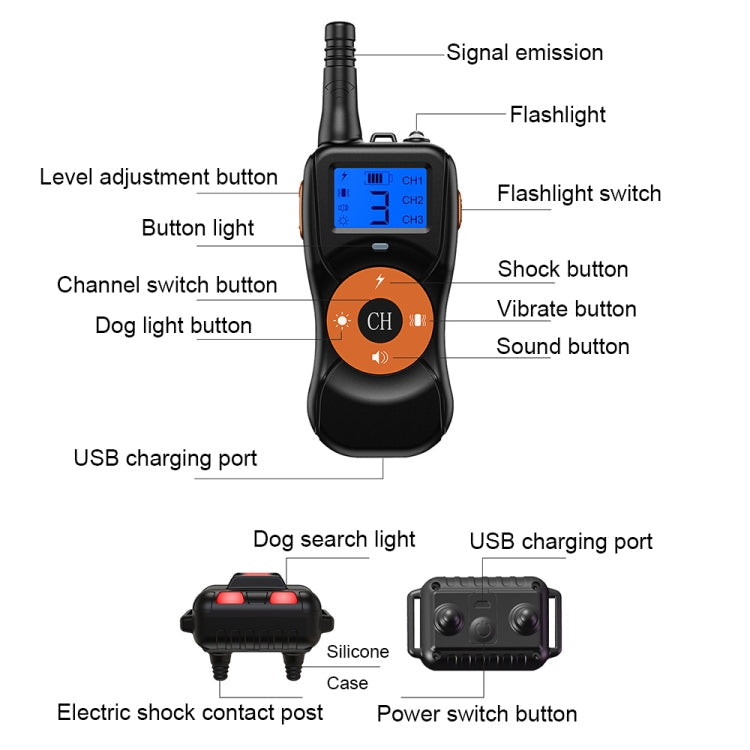 Smart Electronic Remote Control Dog Training Device Waterproof Pets Bark Stopper, Size: For-Two-Dog(Orange)